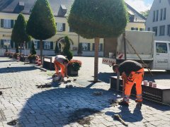 Der Geisenfelder Bauhof gestaltete die neuen Schrägparkplätze