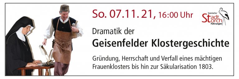 Dramatik der Geisenfelder Klostergeschichte, Themenlogo Führung am 07.11.2021